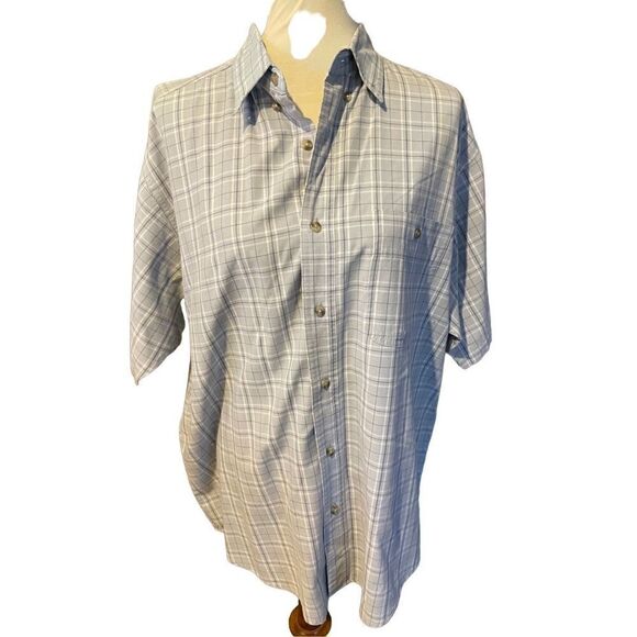 Wrangler Rugged Wear Button Down Gray Checkered Short Sleeve Shirt Size 2X/3X - Picture 9 of 9